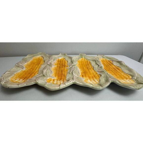 ND Exclusive Corn on the Cob Serving Platter Majolica MCM Farmhouse Summer VNTG - Picture 8 of 11